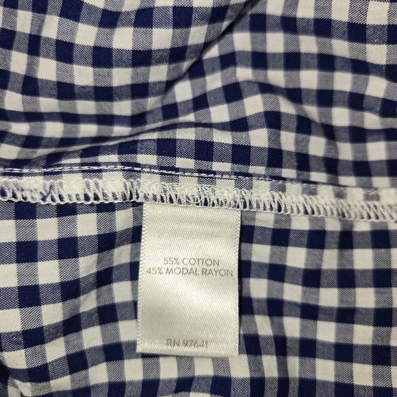 JJill Gingham Blouse. 3/4 Sleeve.  Cotton Blend.  Women's Size Medium - Picture 4 of 7